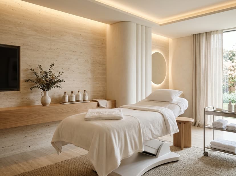 Aesthetic specialist examining skin texture in luxury aesthetics suite